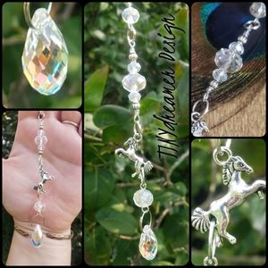 Horse Suncatcher Car Charm Equestrian Fauceted Crystal Rearview Mirror Ornament